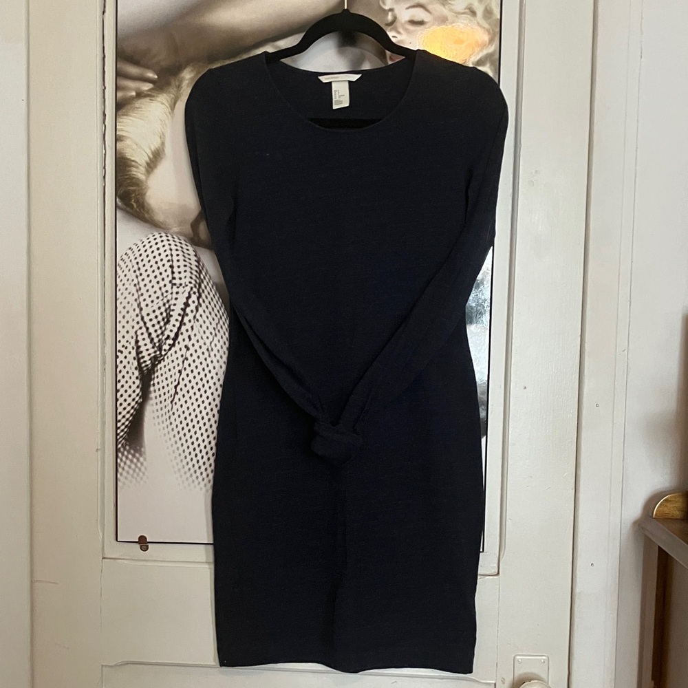H&M Basic Charcoal Blue Heather Bodycon Dress –  Stretchy Minimalist Staple